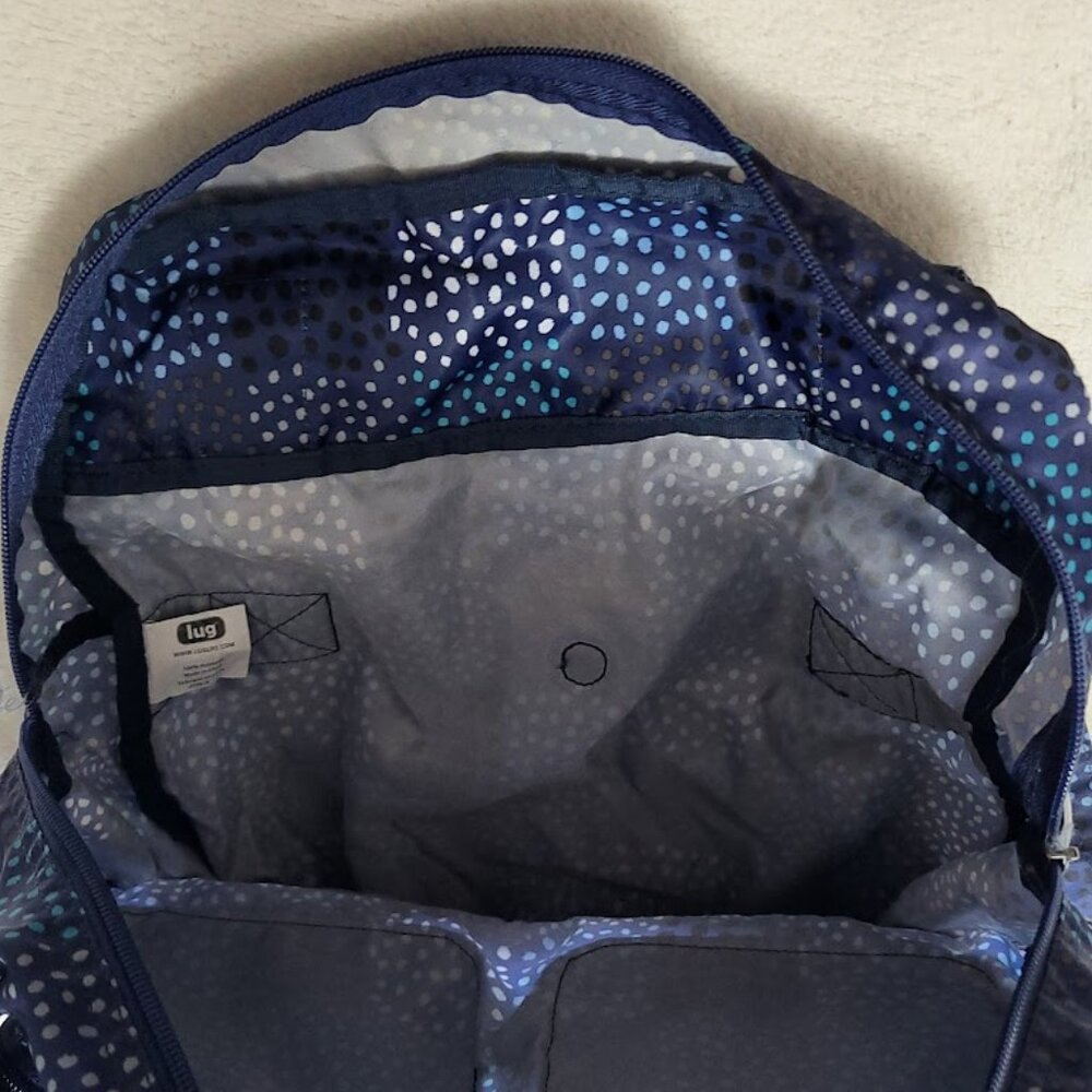 EUC Lug Puddle Jumper Packable Tote CONFETTI BLUE DOT - Picture 4 of 6